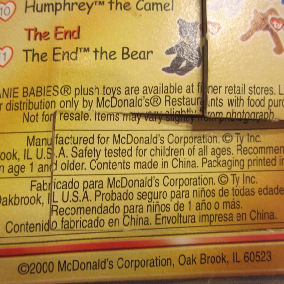 VTG 2000 TY TEENE BEANIE BABY MCDONALD'S MILLENIUM THE BEAR - Picture 5 of 8